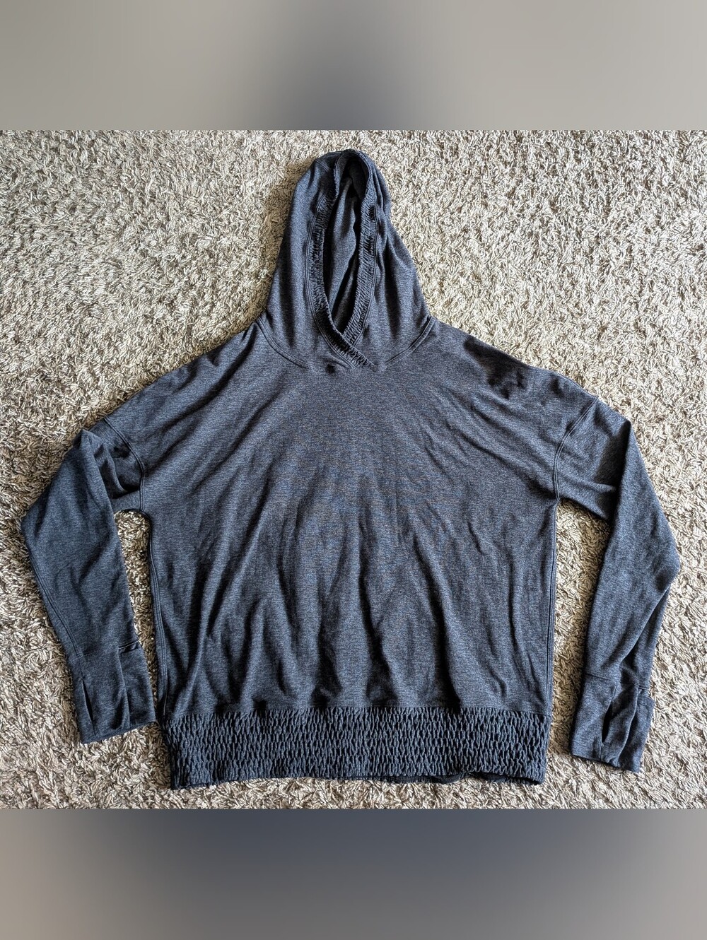 Lululemon Heathered Black Rulu Lead The Pack Pullover Hoodie Women's Sz 10